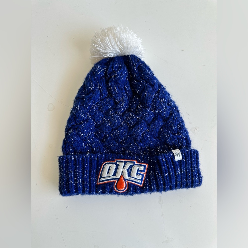 OKC Thunder 47 Brand NBA Womens beanie hat Blue and silver knit one size